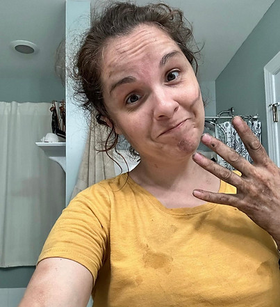 Aleesha Bake after working hard- covered in dirt